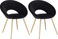 WOLTU 2er-Set Esszimmerstühle Küchenstuhl Polsterstuhl Wohnzimmerstuhl Sitzfläche aus Samt, Metallbeine, Gold+Schwarz