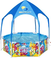Bestway® Steel Pro™ Frame Pool mit Sonnenschutzdach "Splash-in-Shade" ohne Pumpe Ø 183 x 51 cm, buntes Unterwasser-Design, rund