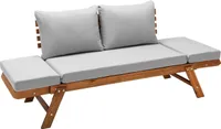 Dehner Gartenmöbel Sofa Macao, inkl. Polster, ca. 196 x 75 x 70 cm, FSC®-es Akazienholz / Polyester, geölt, braun / grau