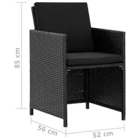 vidaXL 11-dielny záhradný jedálenský set s vankúšmi Poly ratan Black