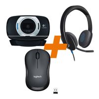 Logitech H540 USB Headset + C615 HD Webcam + M220 Silent charcoal Maus (Bundle)
