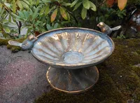Prunkvolle,edle Vogeltränke Wasserstelle Schale gold-grün-antik 26 cm