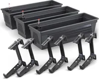 Plastard Blumenkasten 3er Set 100 cm lang mit Hydroeinsatz Wasserstandsanzeiger und Balkonhalterung Pflanzkasten Farbe Anthrazit