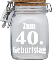 Spardose Geld Geschenk Ideen 40. Geburtstag Transparent Größe L 1 Liter