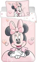 Disney Baby Kinder Bettwäsche Minnie Maus Baby Rosa Pink Herzchen Bettdecke 100 x 135 + Kopfkissen 40 x 60 cm, 100% Baumwolle