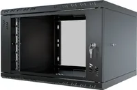 Szafa Rack 19" 6U 350mm Serwerowa Wisząca Szklane Drzwi Czarna Stalflex