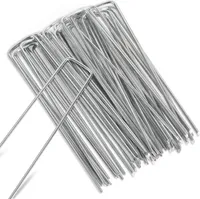 Aopunly 100 zemních kotev 15cmx2,5cm Ø 2,8mm, stanové kolíky, kolíky, upevňovací kotvy pro zahradní rouno, pozinkovaná ocel