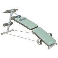 SPORTNOW Sit Up Bench Skládací lavice na cvičení na břiše, 5násobně nastavitelná cvičební lavice, trenažér zad s fixací nohou, fitness lavice s odporovými pásy pro celkové cvičení těla, zelená barva