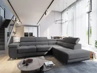 Masseno Ecksofa APIRO R-S mit Schlaffunktion L-Form, Sofa mit Bettkasten, Wohnzimmersofa, Couch, Soffa, Bettsofa, Couchgarnitur- Graphitfarben, POSO 34