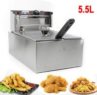 2500W 5,5L Edelstahl Fritteuse Elektrische Kaltzonen Fritöse Einzeltank mit Frittierkörben 220V EU