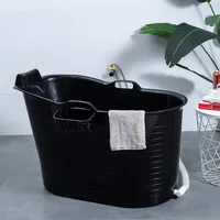 Mobile Badewanne, Ideal für das kleines Badezimmer 97x55x63cm Stylisch und Stimmungsvoll (Schwarz)