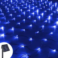3x2M 204 LED Solar Lichternetz Lichtervorhang 8 Lichtmodi Außen Party Garten Lichterkette, Blau