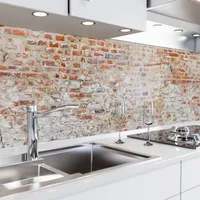 danario Küchenrückwand selbstklebend - Matt - Spritzschutz Küche - versteifte PET Folie - 0,36 mm - Alte Ziegelmauer - 60cm x 400cm