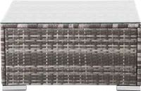 AREBOS Polyratanový odkládací stolek šedý Zahradní stolek odolný proti povětrnostním vlivům Konferenční stolek se skleněnou deskou 70 x 70 x 34 cm