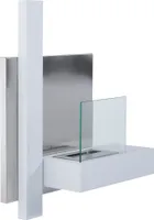 HOMCOM Ethanol-KaminEthanol-Brenner 0,9L 3 Std. Brenndauer mit einer Klappe Zubehör für die Wandmontage kein Rauch Bauhaus-Design Rostfreier Stahl Weiß 75 x 22 x 63 cm