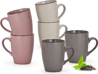 Kaffeetassen 6er Set einfarbig modern Vintage Steingut-Stil