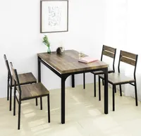 SoBuy OGT28-N+FST72-Nx4 5-teilig Essgruppe Esstisch mit 4 Stühlen Sitzgruppe Küche Küchentisch Holztisch Balkontisch