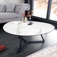 riess-ambiente Moderner Couchtisch MARVELOUS 90cm weiß schwarz Glas Marmor Keramik Wohnzimmer Beistelltisch Tisch