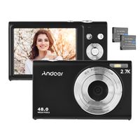 Andoer 2.7K Digitalkamera Kompakter Video-Camcorder 48 MP Autofokus 2.88 Zoll IPS-Bildschirm 16-facher Zoom Anti-Shake Face Detact Smile Capture fuer Kinder und Jugendliche