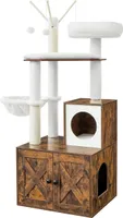 Katzenkratzbaum und Katzenklo 2-in-1 Vasagle Dorian braun und weiß