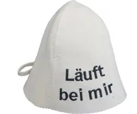 Saunahut mit " Läuft bei mir " Stickerei, aus Filz (Filzkappe, Saunamütze) 100%Filz Profi