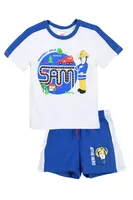 Feuerwehrmann Sam Jungen Schlafanzug 2-tlg. T-Shirt & Shorts, blau/weiß, Größe:98