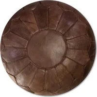 Marokkanischer XL Echtleder Pouf - Schokolade - Handgefertigt - gefüllt geliefert - Ottoman Sitzsack Fußhocker