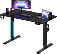 CASARIA® Höhenverstellbarer Schreibtisch Elektrisch, Schwarz – 110 cm x 60 cm – Memory Funktion – LCD Bedienelement mit Höhenanzeige – Getränke- & Kopfhörerhalter – Traglast 80kg, Stabile Konstruktion