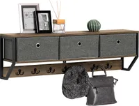 SoBuy FHK26-N Wandgarderobe Flurgarderobe Kleiderhaken Hängeregal Garderobe