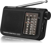 Retekess V117 Radio mit Batteriebetrieben, FM AM SW Tragbares Radio, Großes Display-Zifferblatt, Geschenke für ältere Menschen(Schwarz)