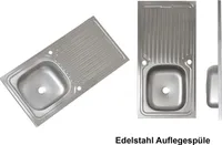 Design Edelstahl Aufsatzspüle 100 x 50 cm 1 Becken reversibel Edelstahl Spüle Auflegespüle