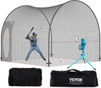 VEVOR Baseball-Schlagkäfig-Netz mit Rahmen und Netz 3,6 x 3,6 x 3 m, Baseballkäfig-Netz zum Schlagen und Aufstellen, Baseballnetz, Schlagkäfig für Jugendliche oder Erwachsene Schwarz Hinterhof