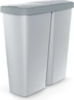MONZANA® Mülleimer Küche 50L 2 Fächer mit Deckel Druckknopf Abfalleimer Büro Papierkorb Biomüll Gelber Sack Mülltrennsystem Recycling Grau Anthrazit