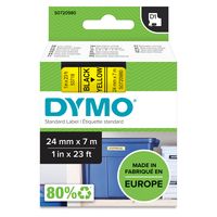 DYMO Original D1-Etikettenband | schwarz auf gelb | 24 mm x 7 m | selbstklebendes Schriftband | für LabelManager-Beschriftungsgerät