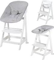 roba Born Up Treppenhochstuhl, Set 2in1, 'roba Style grau', Hochstuhl mit Liegefunktion, ab Geburt