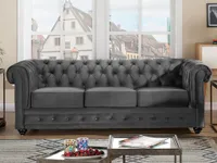 Sofa 3-Sitzer - Samt - Anthrazit - CHESTERFIELD
