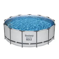 Bestway® Steel Pro MAX™ Frame Pool  Komplett-Set mit Filterpumpe Ø 396 x 122 cm, lichtgrau, rund