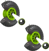 2x Sackkarrenrad Vollgummi 260x85 mm 3.00-4 PolyurethanErsatzrad Rad Reifen Achsenlager 75 mm grün