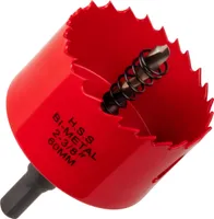 Ø 60mm, Professionelle Universal Lochsäge Ø 28-68mm aus HSS Bi-Metall für Aluminium, Holz, OSB, PVC, Kunststoff, Gipskarton