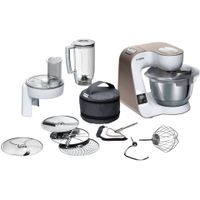 Bosch MUM5XW20 MUM 5 (champagne/weiß) Küchenmaschine, Rührschüssel, Knethaken, Flachrührer, Waage, Mixer-Aufsatz, Schneebesen