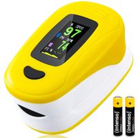 Pulsoxymeter Finger Puls Oximeter OLED Messgerät Sauerstoff Blut Sauerstoffsättigung SpO2 Pulsoximeter Inklusive Trageschlaufe und Batterien Fingerpulsoximeter …