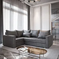 Masseno Ecksofa LIRENO L-S mit Schlaffunktion L-Form, Sofa mit Bettkasten, Wohnzimmersofa, Couch, Soffa, Bettsofa, Couchgarnitur- Grau, PAROS 06