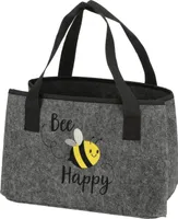 Filztasche grau Bee Happy Tragetasche faltbar Biene