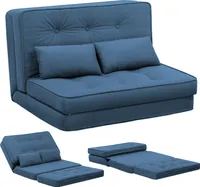 COMHOMA Relax fotel sofa podłogowa Rozkładany fotel podłogowy z funkcją spania Leniwa sofa, tapicerowana z 5-stopniową regulacją oparcia niebieski