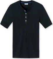 SCHIESSER Revival Herren Shirt, 1/2 Arm, Kurzarm Unterhemd, Karl Heinz - Schwarz S (Gr. Small)