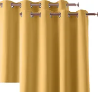 2x Gardine mit Ösen Vorhang Blickdicht Ösenvorhang Ösengardine Vorhänge 140 (B) x 250 (L) Senf 2 er Pack
