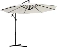 Parasol Outsunny Parasol wspornikowy z korbką Okrągły, stalowe słupy łukowe i stalowe stojaki, tkanina poliestrowa, kremowy, Ø3 x 2,5H m