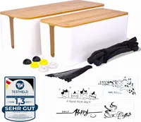Kabelbox 2er Set mit Bambusdeckel – Kabelmanagement Steckdosenleiste Organizer Kabelaufbewahrung