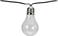 LED Lichterkette 7,5m IP-44 10 Kunststoff Glühbirnen Klar / Warmweiß
