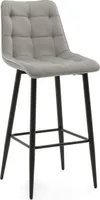 NEW HOME Hocker CHIC gespolsterter Esszimmerhocker mit Steppung - hellgrau - moderne Samt Velours Möbel